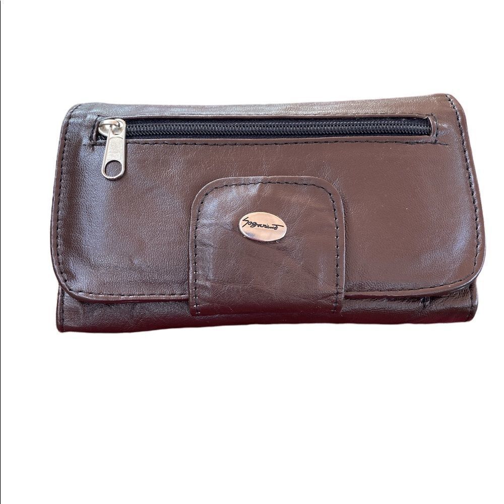 Brown Soft Wallet Cardholder Snap Closure Pockets Zipper​​​​​​